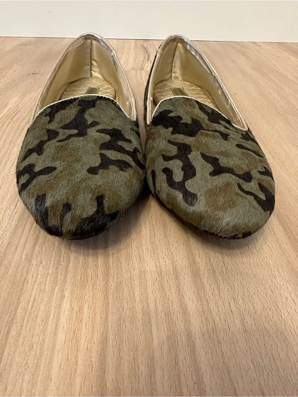 Birdies The Blackbird Olive Green Camo Pointed-Toe Flats Loafers